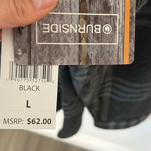 Burnside Men's Black Plaid Flannel Shirt Size L - Picture 4 of 5